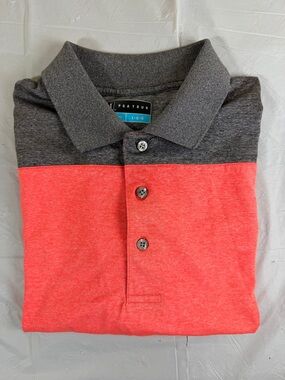 PGA Tour Men's Two-Tone Polo - Charcoal Gray & Coral Red